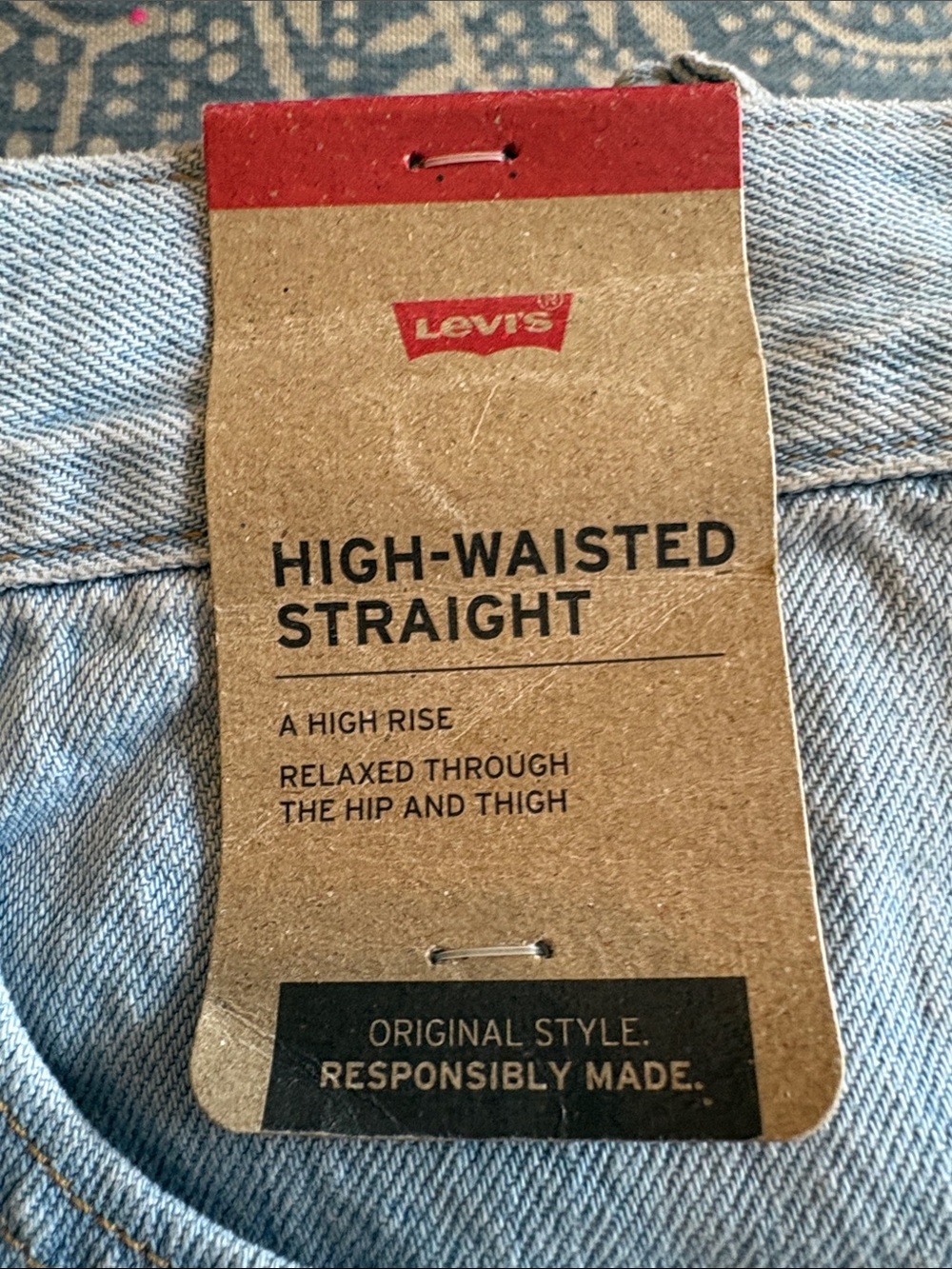 Levi's Light Blue Denim High-Waist Straight Jeans Tag